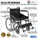 Silla de Ruedas Con Respaldo Plegable y Descansa Pies Desmontable