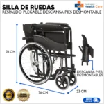 Silla de Ruedas Con Respaldo Plegable y Descansa Pies Desmontable