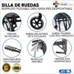 Silla de Ruedas Con Respaldo Plegable y Descansa Pies Desmontable