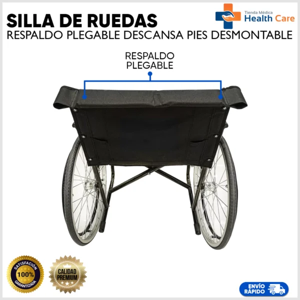 Silla de Ruedas Con Respaldo Plegable y Descansa Pies Desmontable