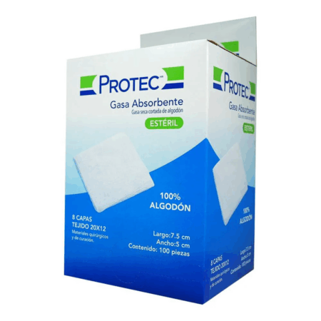 Gasa Seca Estéril Absorbente PROTEC 7.5cm x 5cm