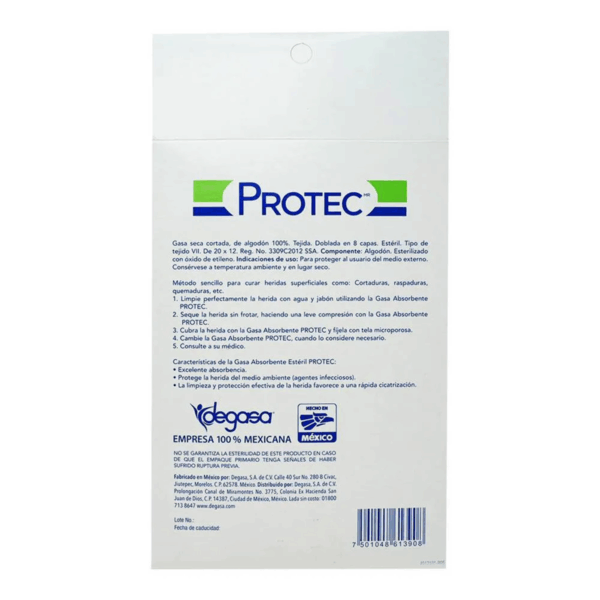 Gasa Seca Estéril Absorbente PROTEC 7.5cm x 5cm