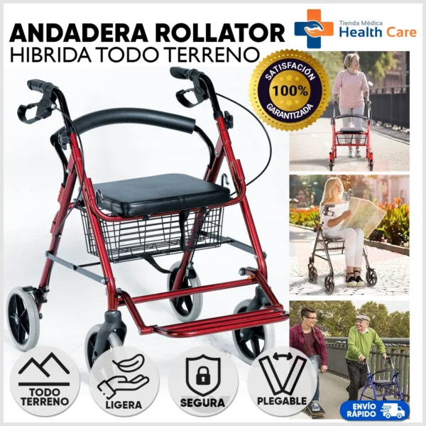 Rollator de Aluminio con Reposapies Hibrida