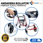 Rollator de Aluminio con Reposapies Hibrida