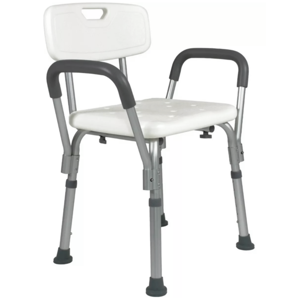 Silla Ducha de Aluminio con Respaldo y Descansabrazos