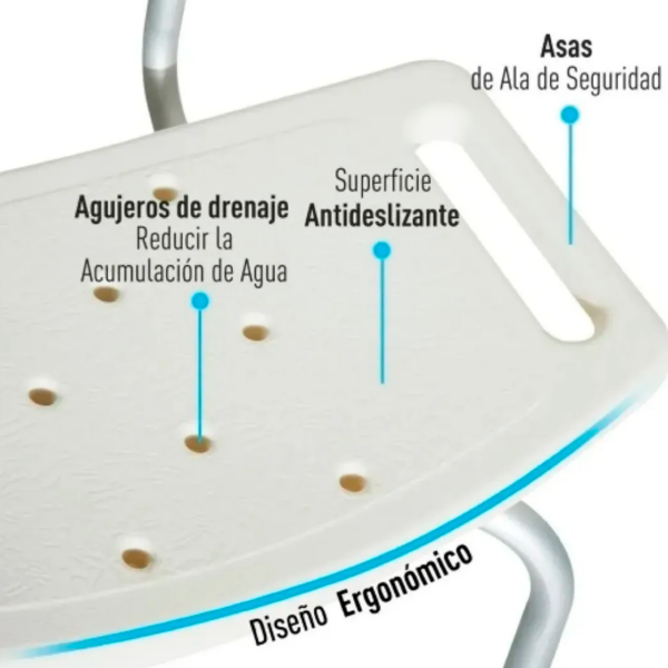 Silla Ducha de Aluminio con Respaldo