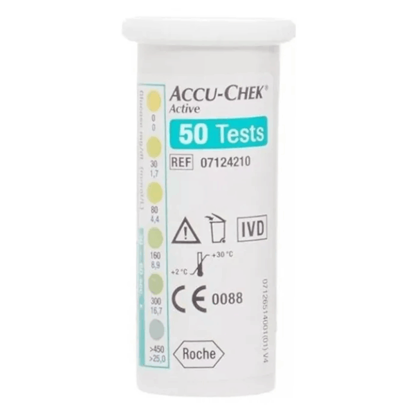 Tiras Reactivas Accu-Chek Active 50 Unidades – Glucosa en Sangre (Verde)